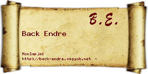 Back Endre névjegykártya